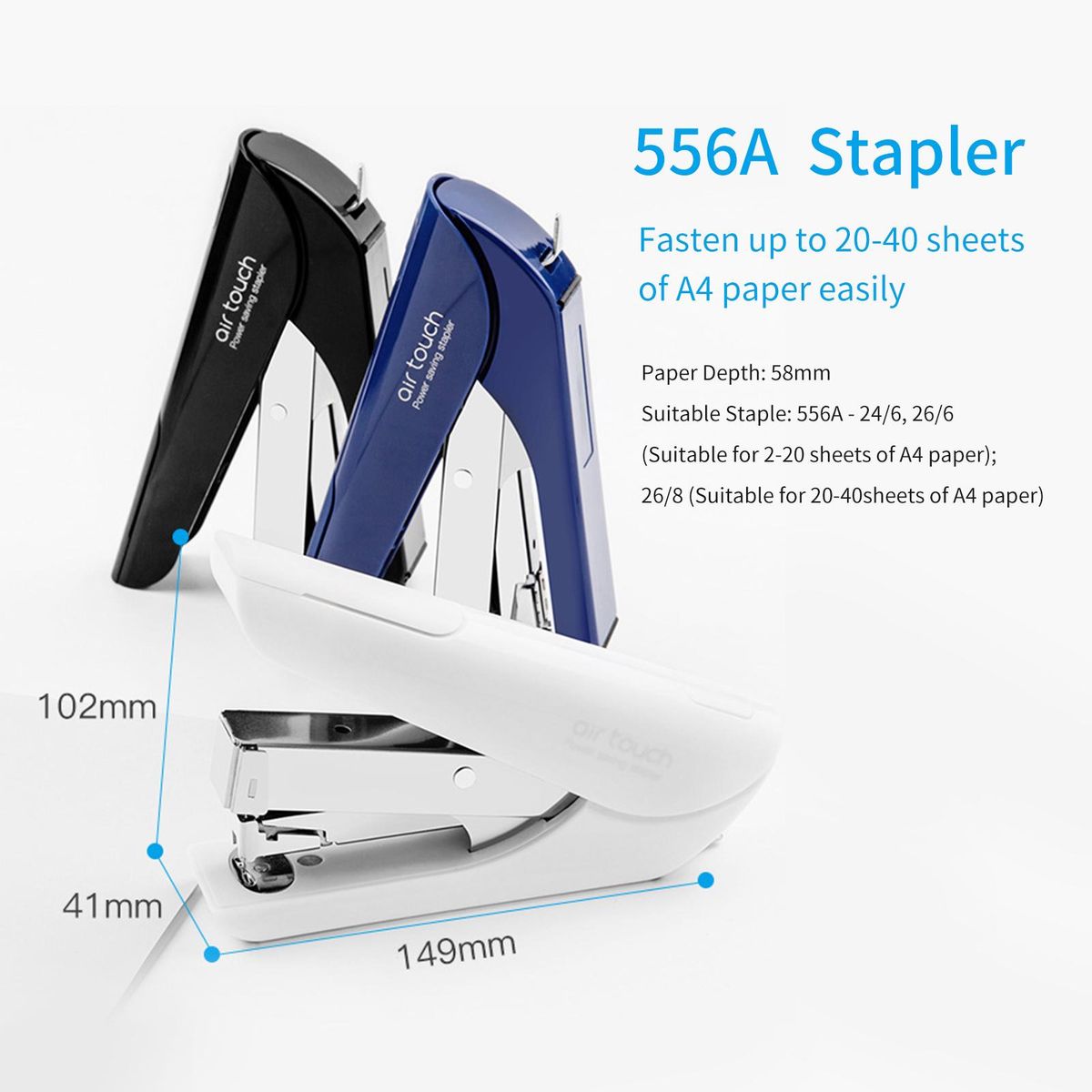 KW-triO Desktop Stapler 20Sheet Capacity for Paper Binding Reduced Effort Suitable for 24/6 26/6 Staples for Shop School Office Home Supplies