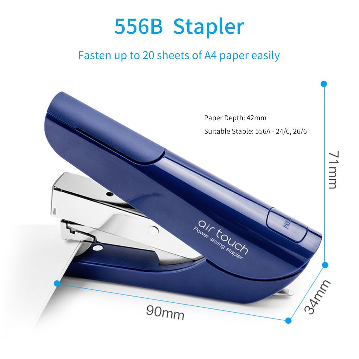 KW-triO Desktop Stapler 20Sheet Capacity for Paper Binding Reduced Effort Suitable for 24/6 26/6 Staples for Shop School Office Home Supplies