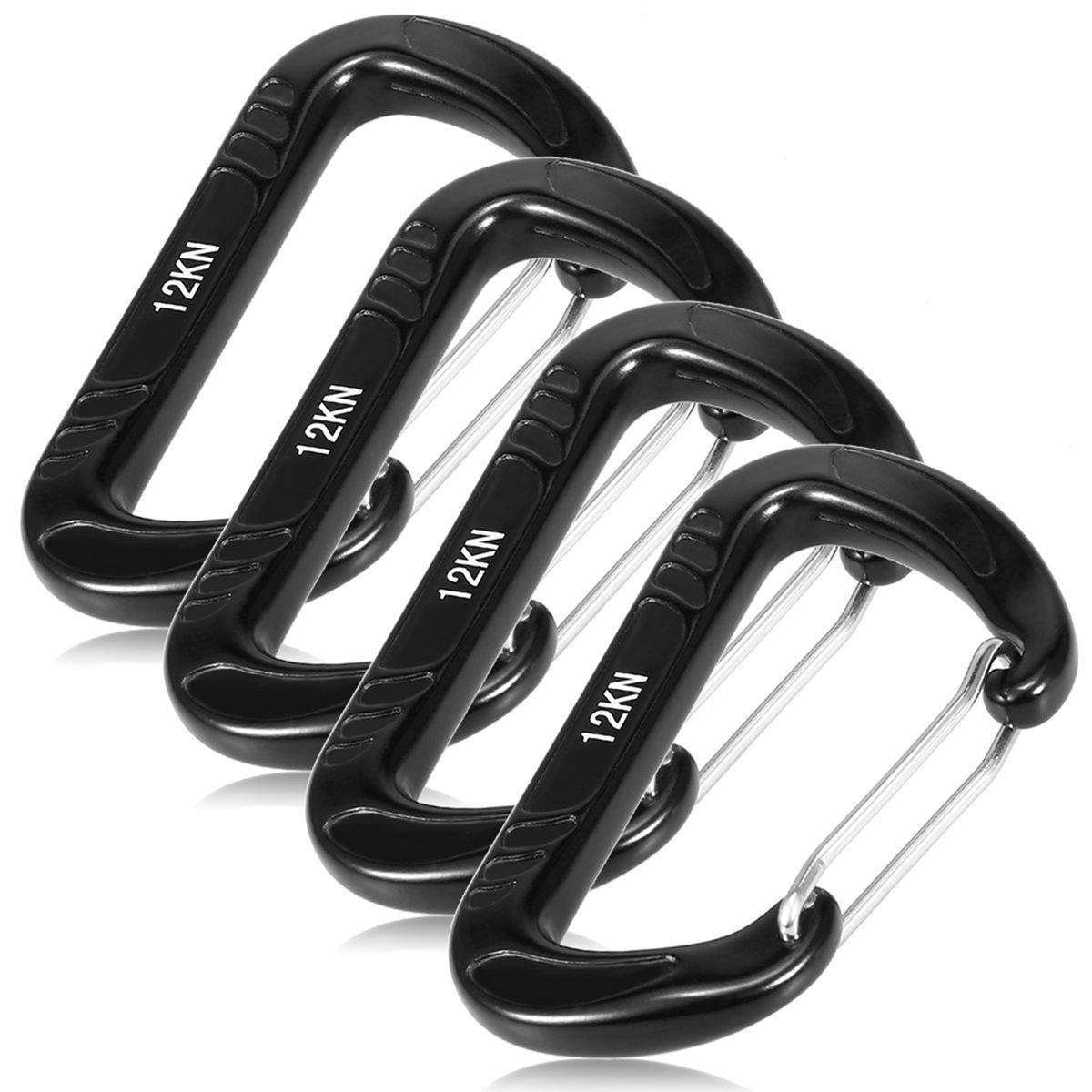 4pcs 12KN Wiregate Carabiner Snag Free Carabiner Steel