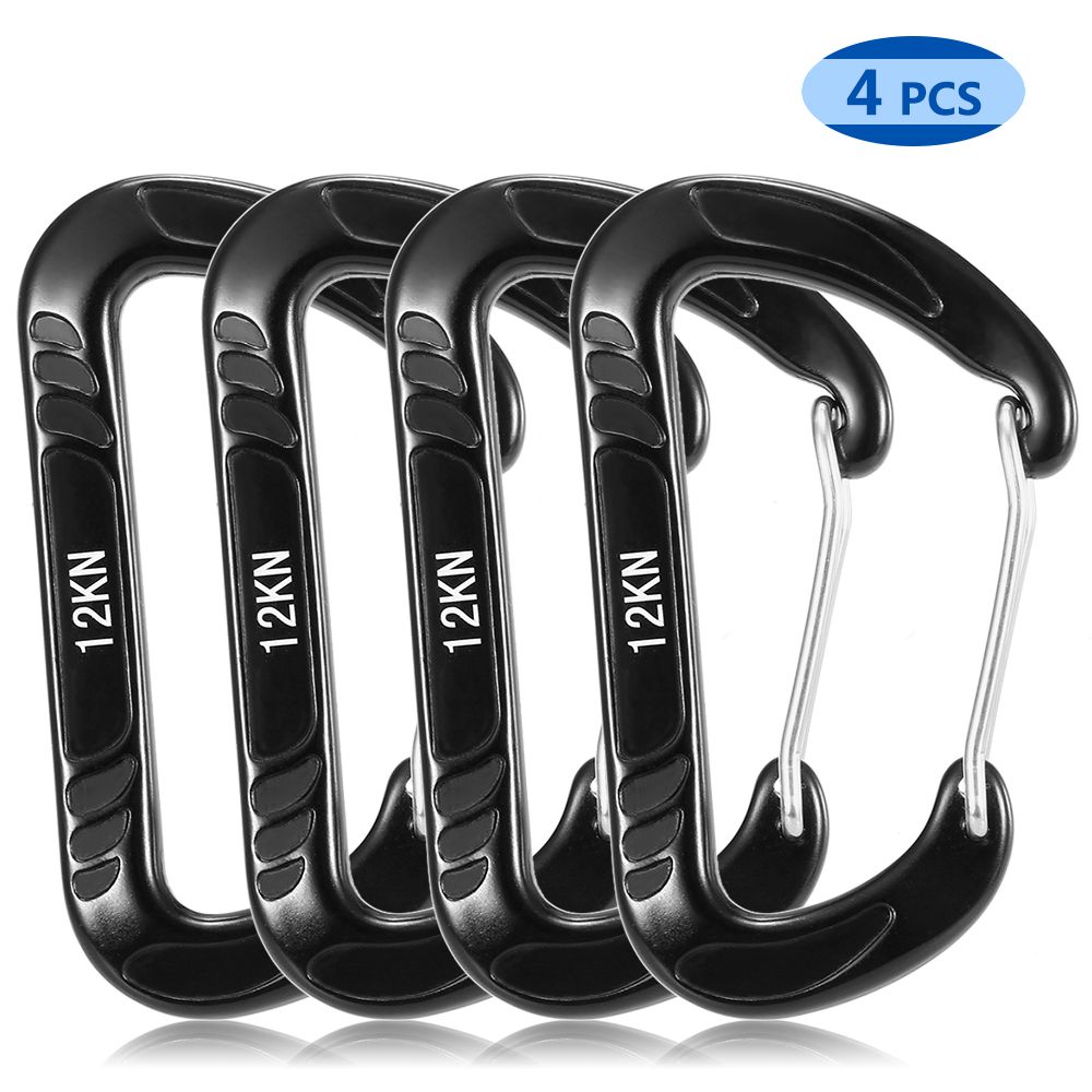 4pcs 12KN Wiregate Carabiner Snag Free Carabiner Steel