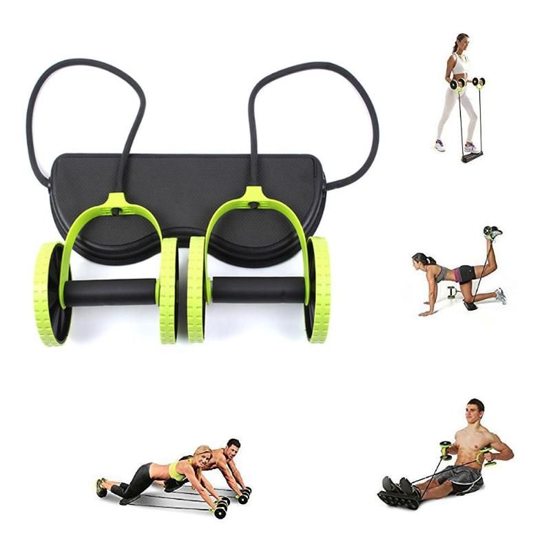 AB Wheels Portable Exercises Machines Abdominal Fitness Woman Bodybuilding Accessory-Green