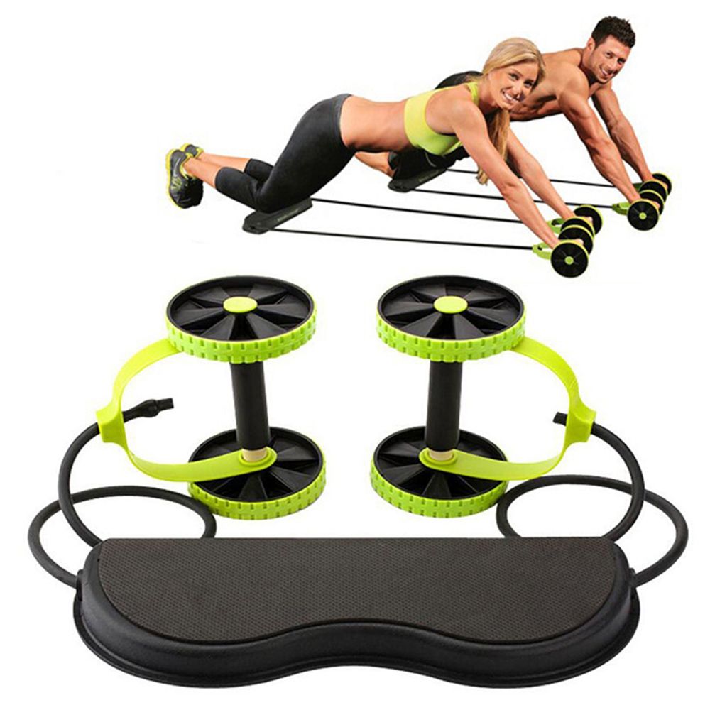 AB Wheels Portable Exercises Machines Abdominal Fitness Woman Bodybuilding Accessory-Green