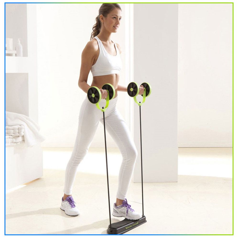 AB Wheels Portable Exercises Machines Abdominal Fitness Woman Bodybuilding Accessory-Green