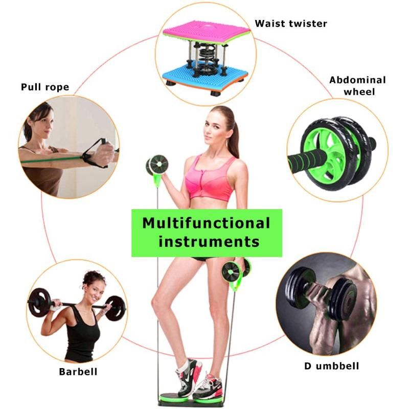 AB Wheels Portable Exercises Machines Abdominal Fitness Woman Bodybuilding Accessory-Green
