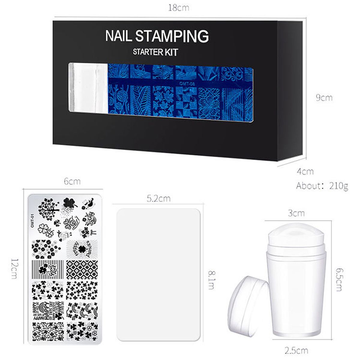 10Pcs/Set Nail Stamping Plates With Silicone Clear Stamper
