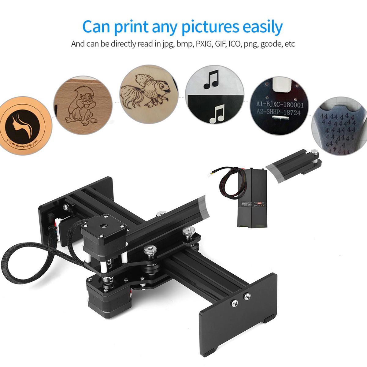 450nm 80W Laser Engraving Machine Fixed Focal Length Mini Desktop Laser Engraver Printer Portable Carver DIY Laser Brand Mark Printer Working Area 170x200mm, Compatible with GRBL Software