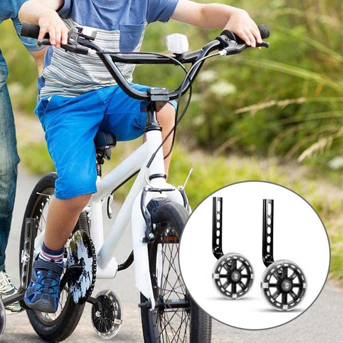 Training Wheels, 1 Pair Heavy Duty Rear Wheel  Black