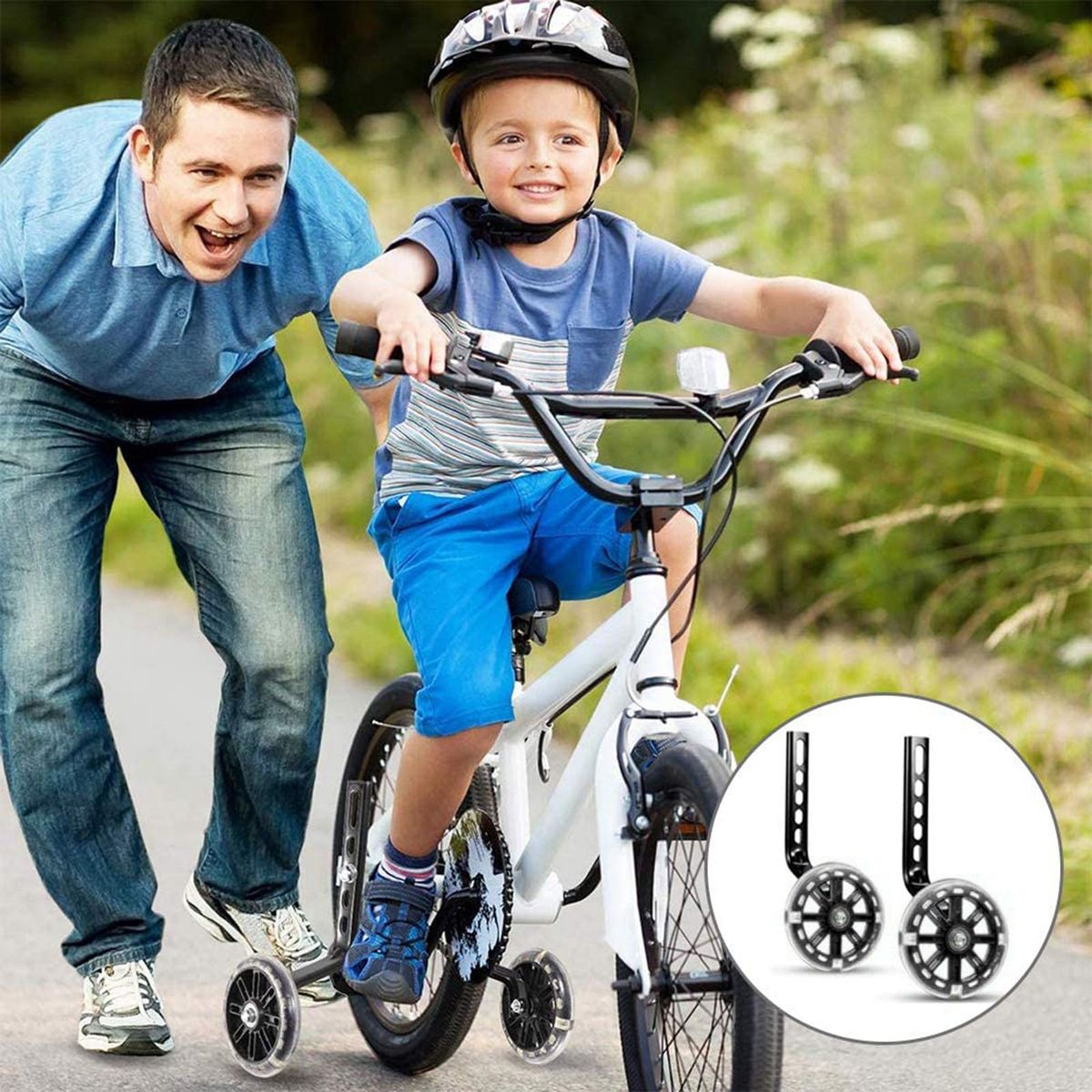 Training Wheels, 1 Pair Heavy Duty Rear Wheel  Black