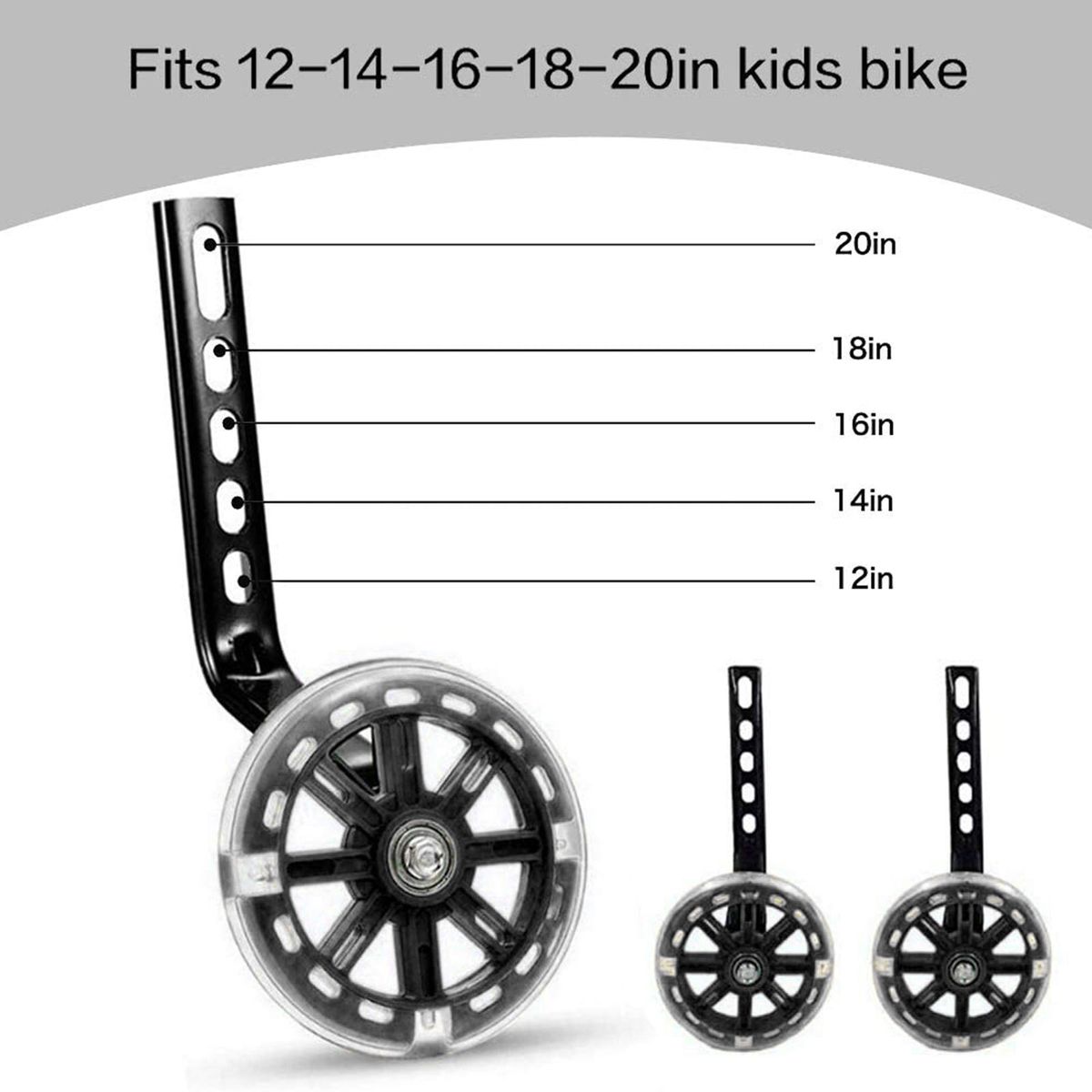 Training Wheels, 1 Pair Heavy Duty Rear Wheel  Black