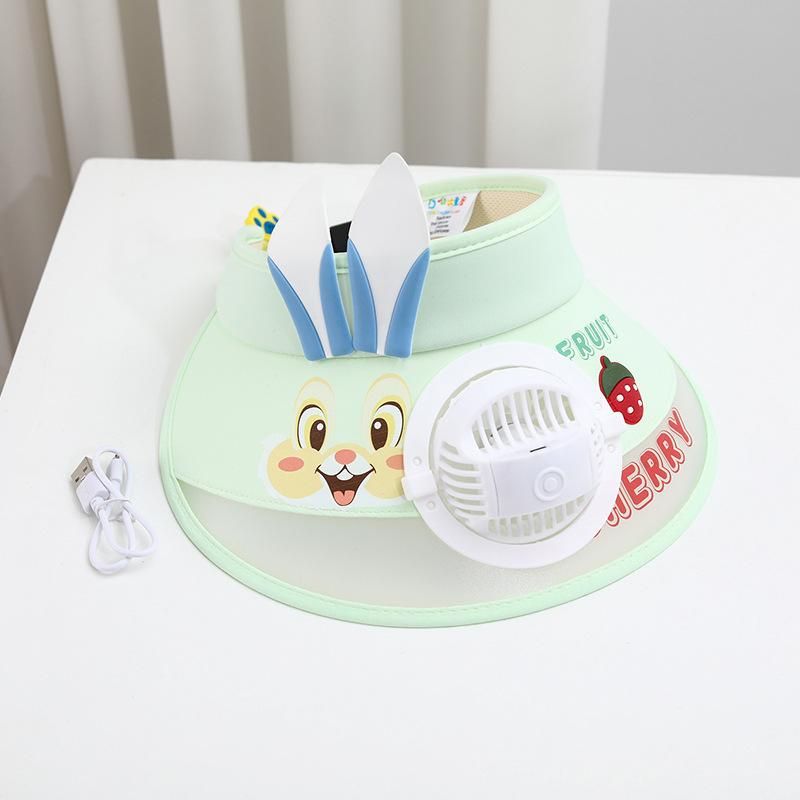 Kids Cartoon USB Rechargeable Fan Visors Hats