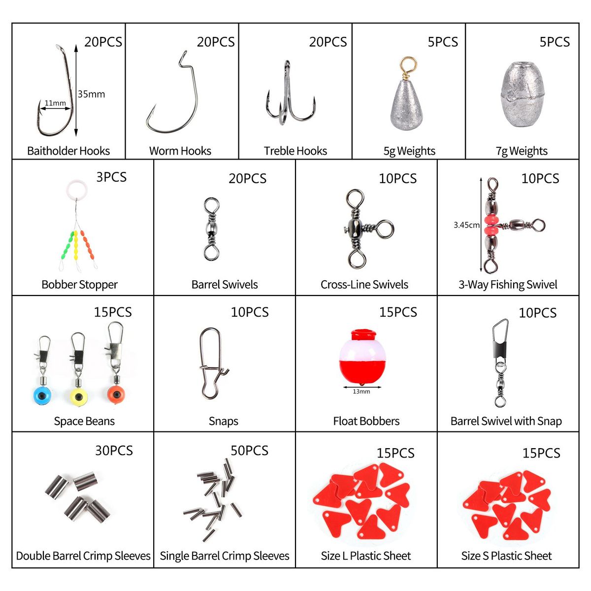 273pcs Fishing Accessories Kit Including Swivel Snap Hooks Sinker Slides Fishing Tackle Box