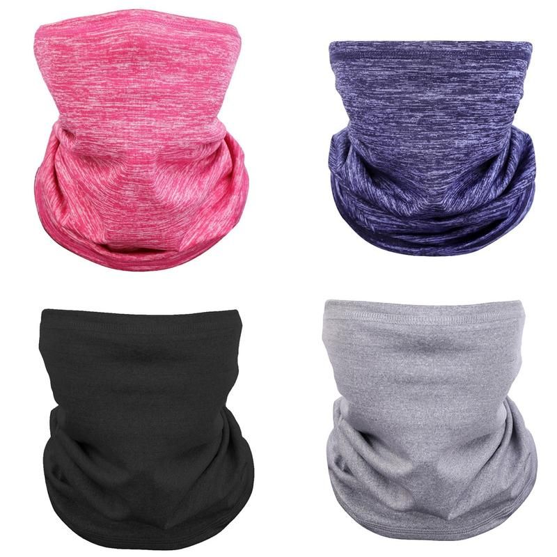 2Pcs Unisex Solid Color Anti Dust UV Neck Gaiter-Black
