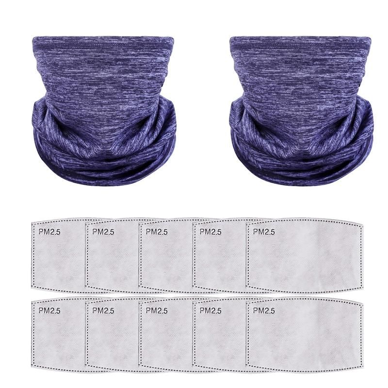 2Pcs Unisex Solid Color Anti Dust UV Neck Gaiter-Black