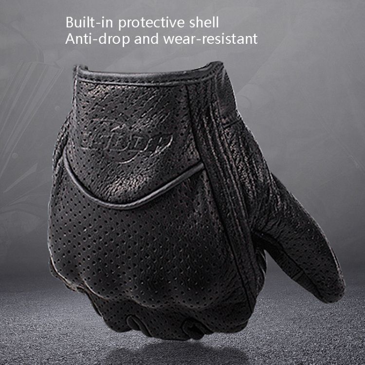 Leather Full Finger Locomotive Gloves, Size:  M