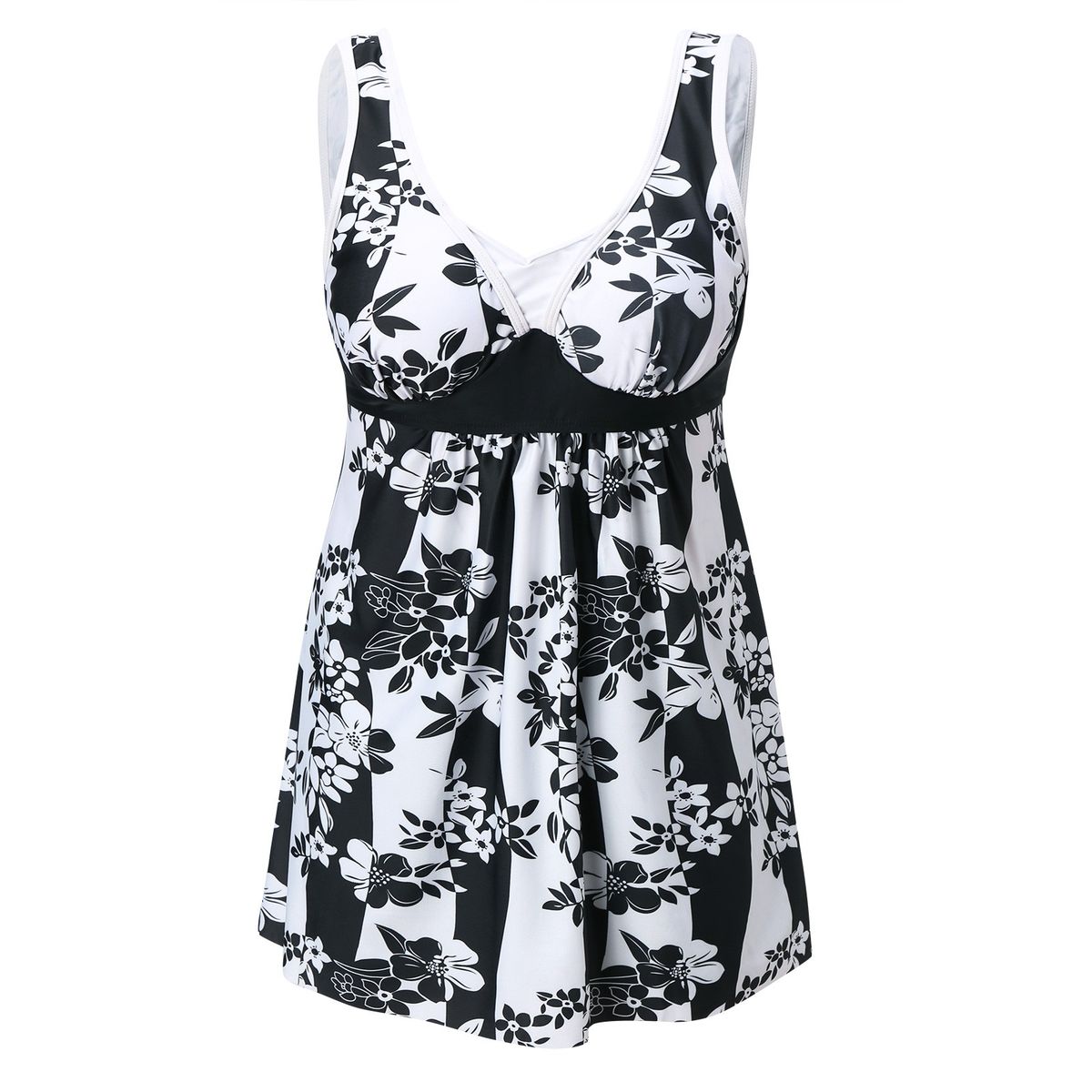 Summer Womens Tankini Large Bikini Set Flower Print Suspender Beach Bikini Set