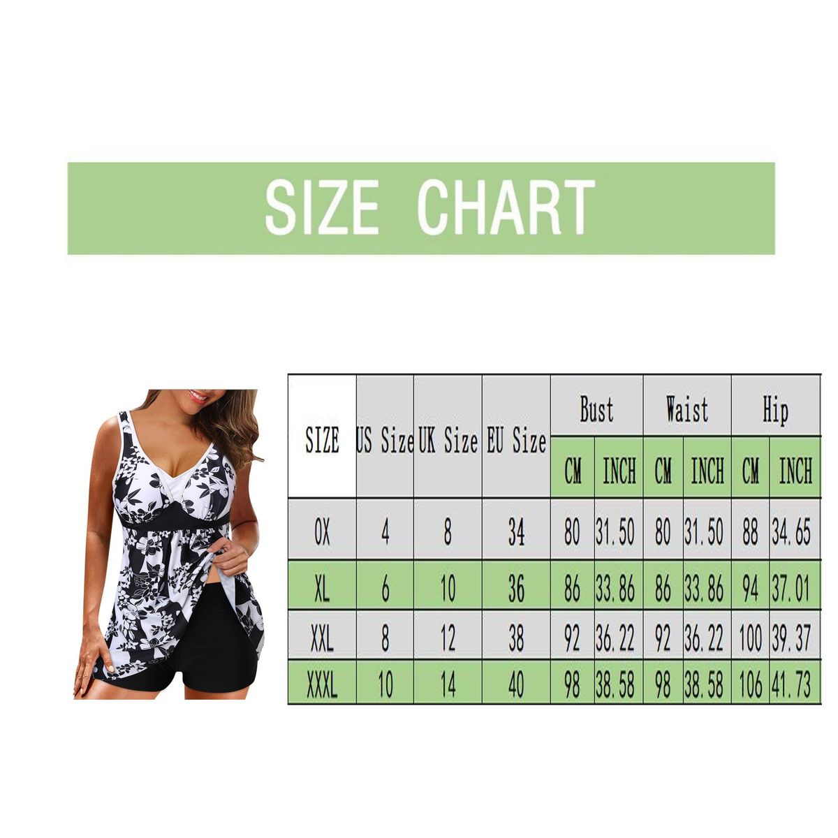 Summer Womens Tankini Large Bikini Set Flower Print Suspender Beach Bikini Set