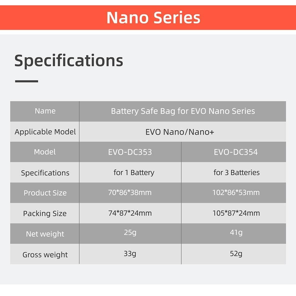 Sunnylife Battery Safe Bag for EVO Nano/Nano+ Lite/Lite+