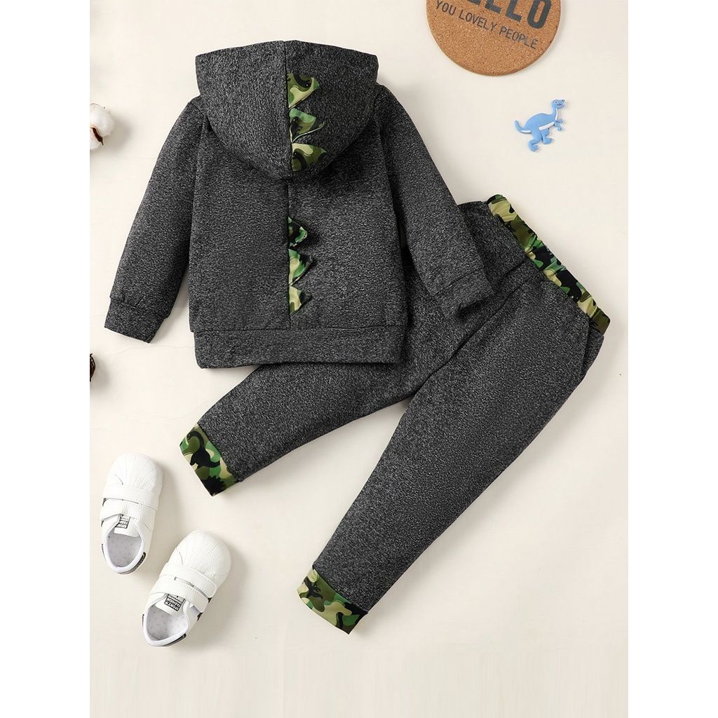 1-5 Years Old Kid Boy Dinosaur Print Hooded Top+Pant