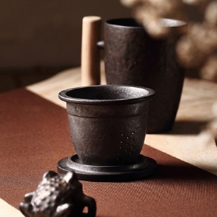 Teacups Cup, Style:007 Wooden Handle Three-piece Set + Small Disc