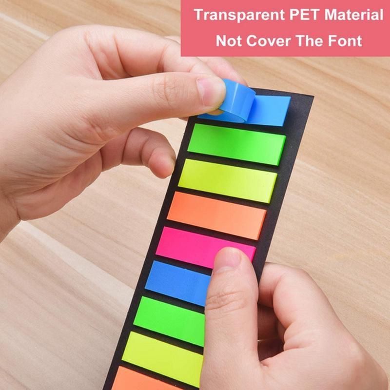 200 Sheets Transparent Sticky Note Pads Multicolor
