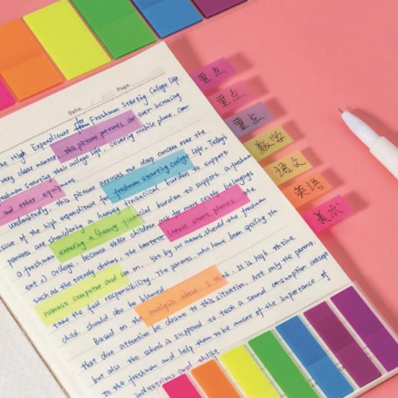 200 Sheets Transparent Sticky Note Pads Multicolor