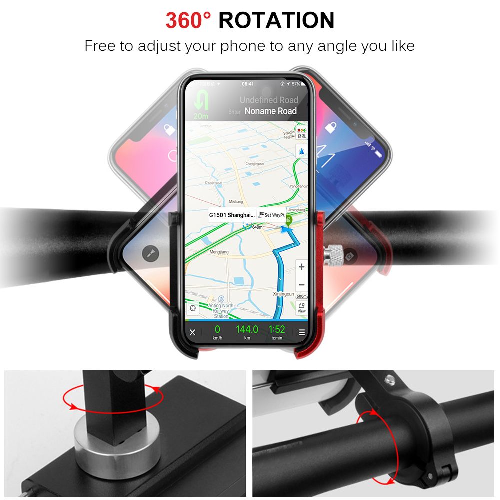 Aluminium Alloy Bicycle Mobile Phone Holder 360° Rotation