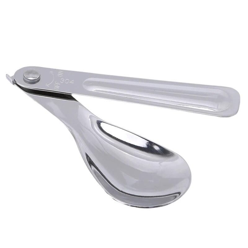 1Pc New Arrivals Portable Folding Stainless Steel Spoon Outdoor High Quality Camping Hiking Picnic Tableware