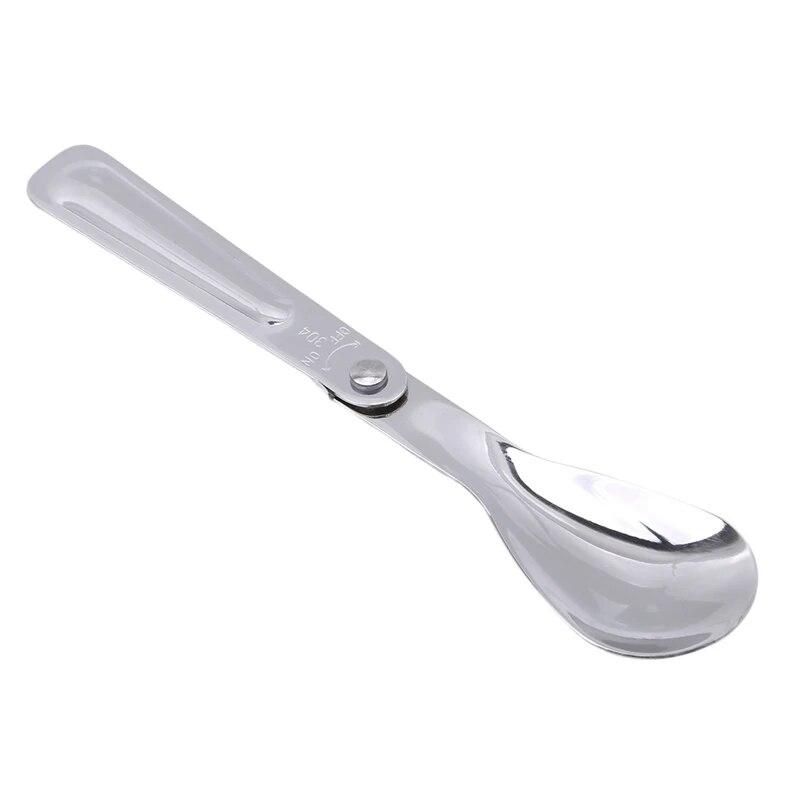 1Pc New Arrivals Portable Folding Stainless Steel Spoon Outdoor High Quality Camping Hiking Picnic Tableware