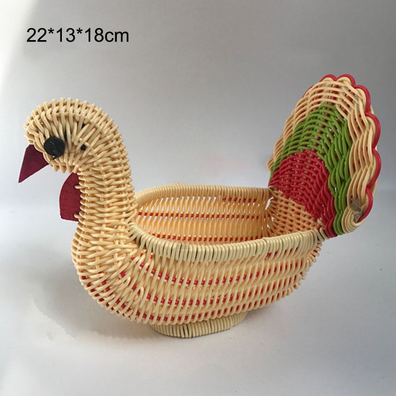 Rattan Woven Cute Animal Shape Fruit/Vegetable/Snack Basket