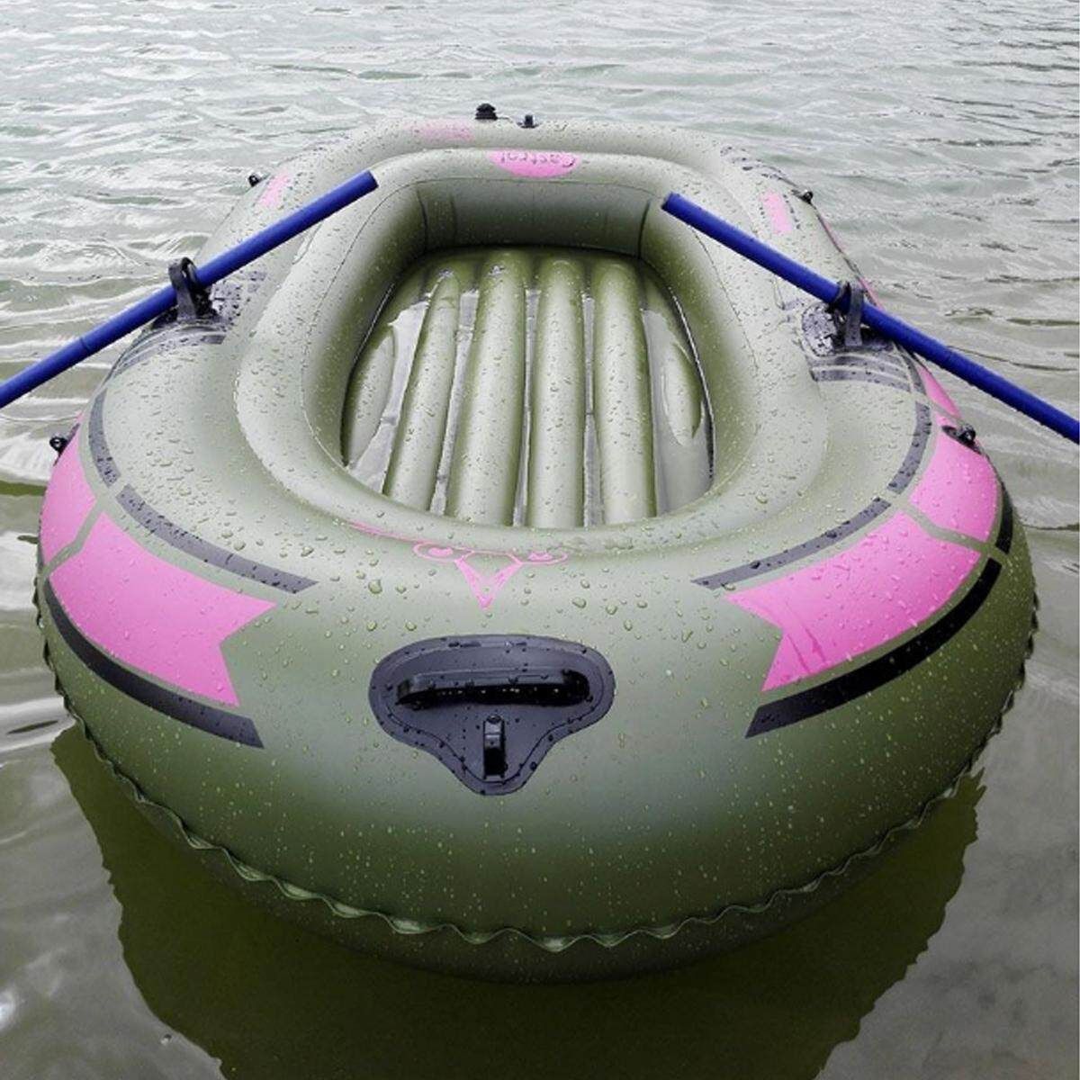 59''x35'' Green Single Kayak Inflatable PVC Boat W/ Oars & Air Pump & Life Rope