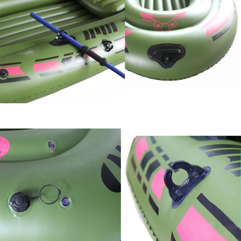 59''x35'' Green Single Kayak Inflatable PVC Boat W/ Oars & Air Pump & Life Rope