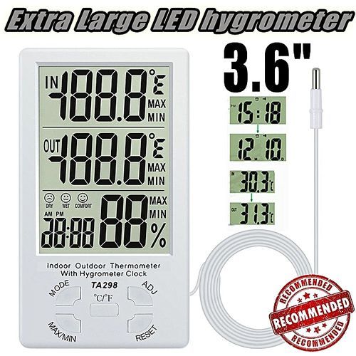 Extra Large LCD Digital Indoor Outdoor Hygrometer Humidity Thermometer Temperature Meter