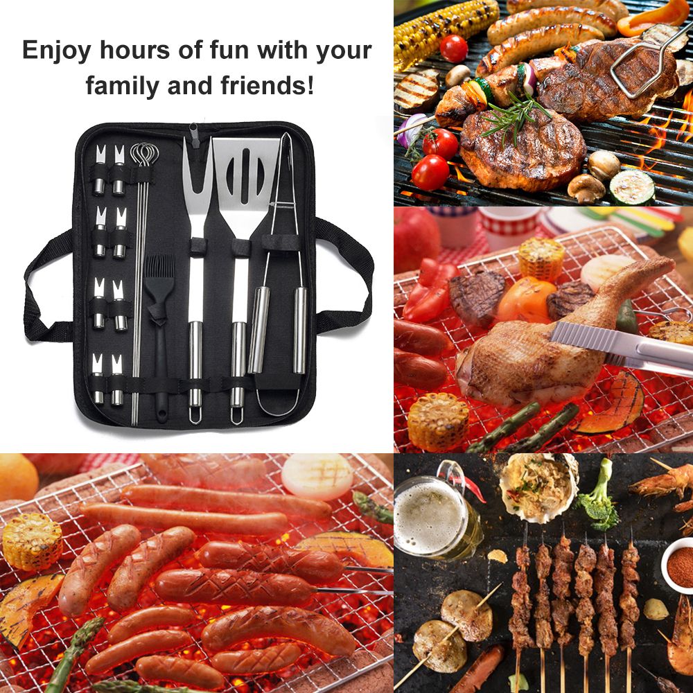 20PCs Grill Tool Set Thickened Stainless Steel BBQ Tools