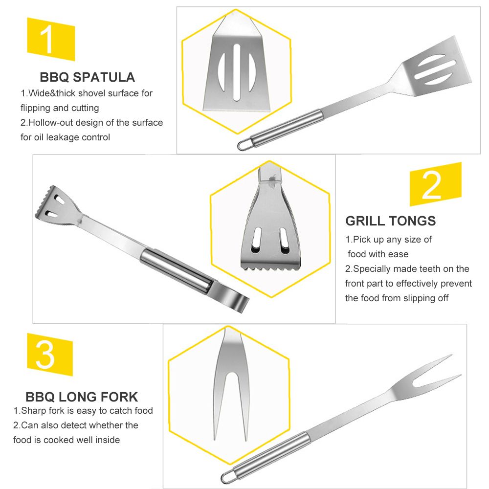 20PCs Grill Tool Set Thickened Stainless Steel BBQ Tools