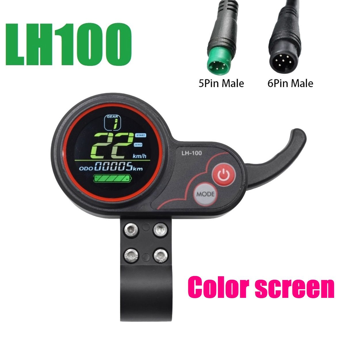 LH100 LCD Display Dashboard Throttle Meter 24V-60V for Electric Scooter Ebike LCD Display Speedometer(6PIN)