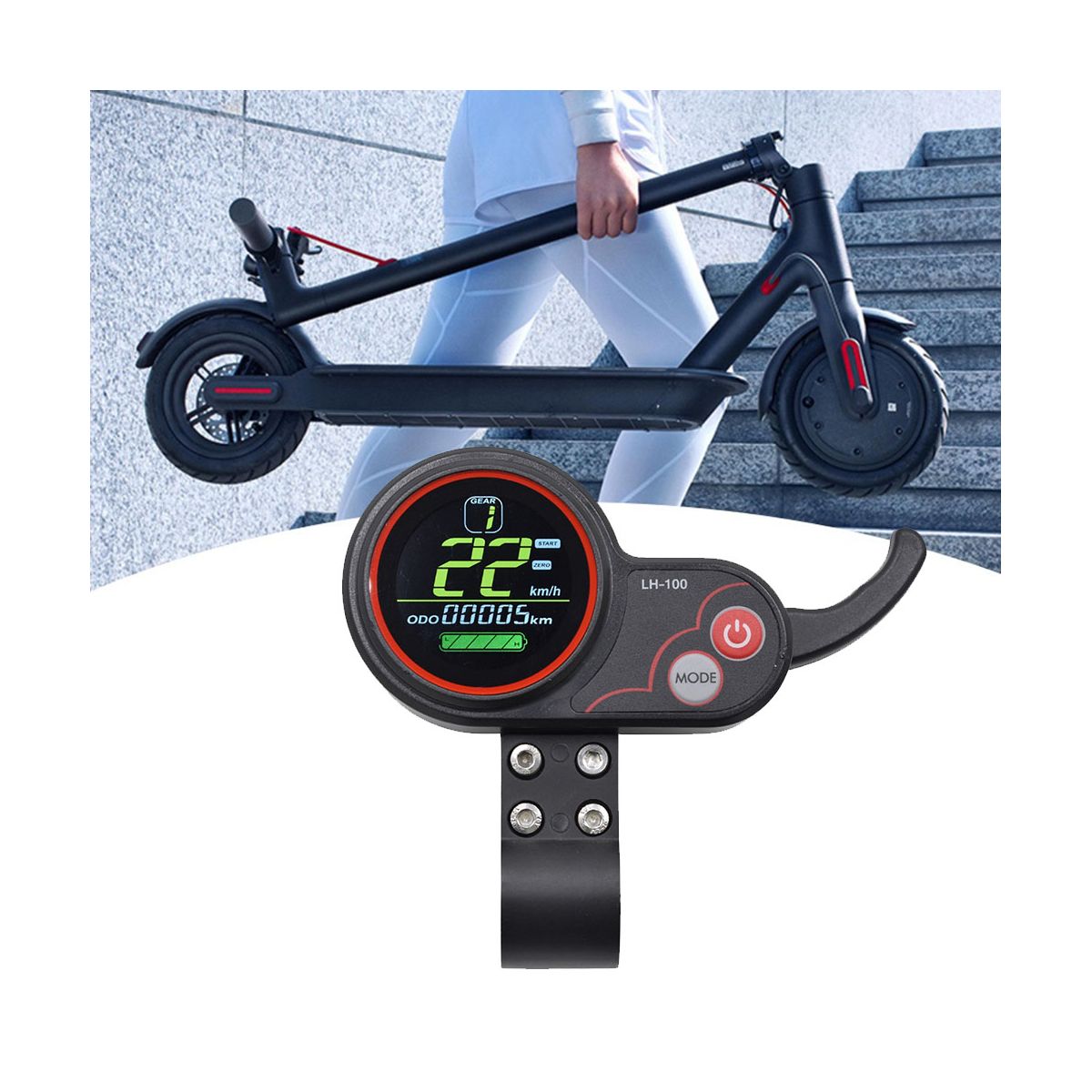 LH100 LCD Display Dashboard Throttle Meter 24V-60V for Electric Scooter Ebike LCD Display Speedometer(6PIN)