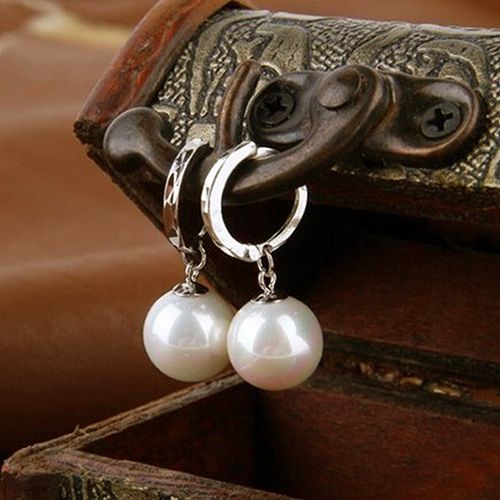 Women\'s Elegant Faux Pearl Dangle Eardrop Ear Hoop Earrings Jewelry Charm