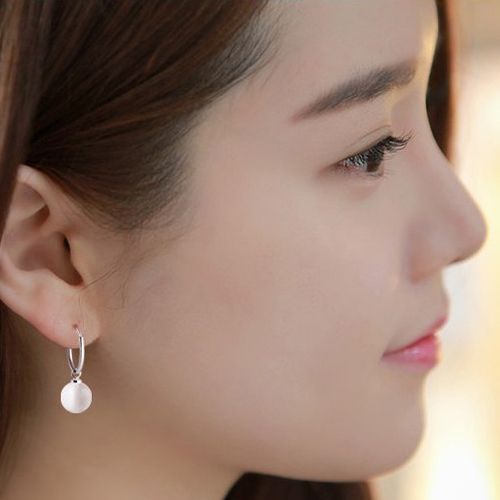 Women\'s Elegant Faux Pearl Dangle Eardrop Ear Hoop Earrings Jewelry Charm