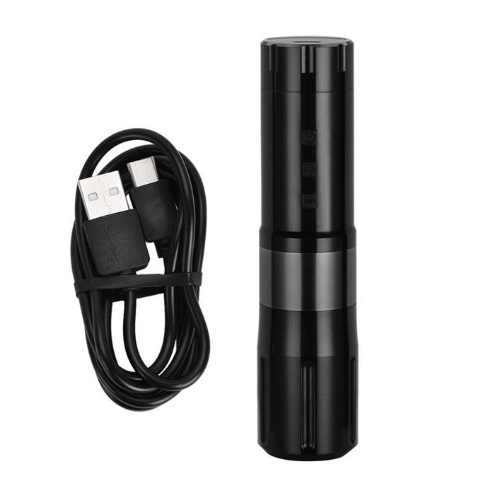 Portable Cordless Tattoo Machine Pen USB LED Digital Display  Black
