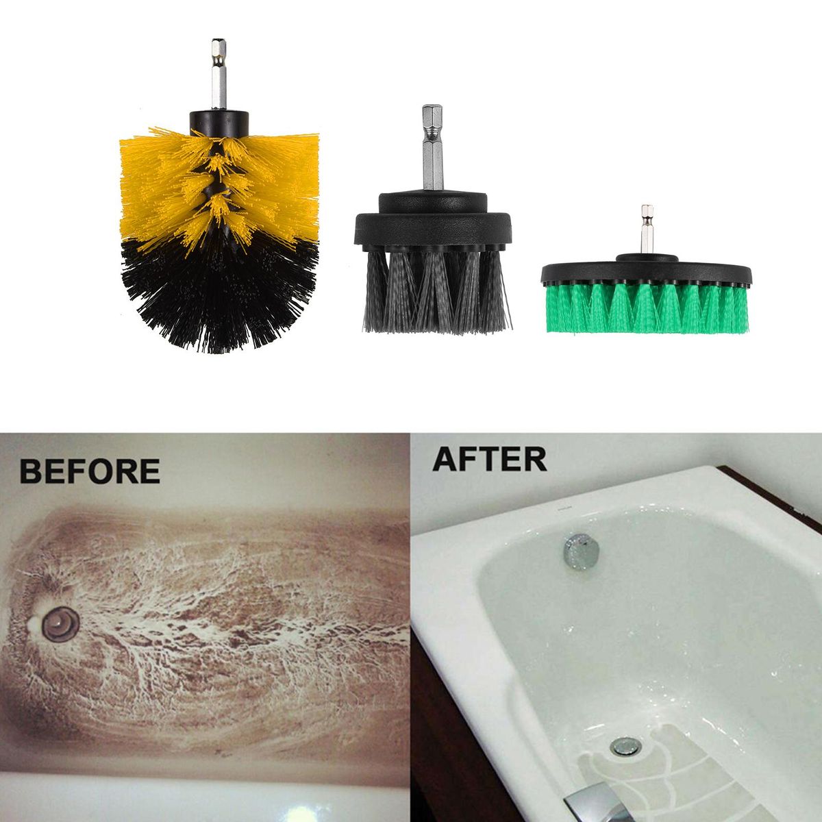 Geevorks  45 PCS Drill Brush Attachments Set Includes Scrub Pads Sponge Pads Different-Sized Brushes Power Scrubber Brushes with Extension Rod Versatile for Household Bathroom Kitchen Tub Sink Floor