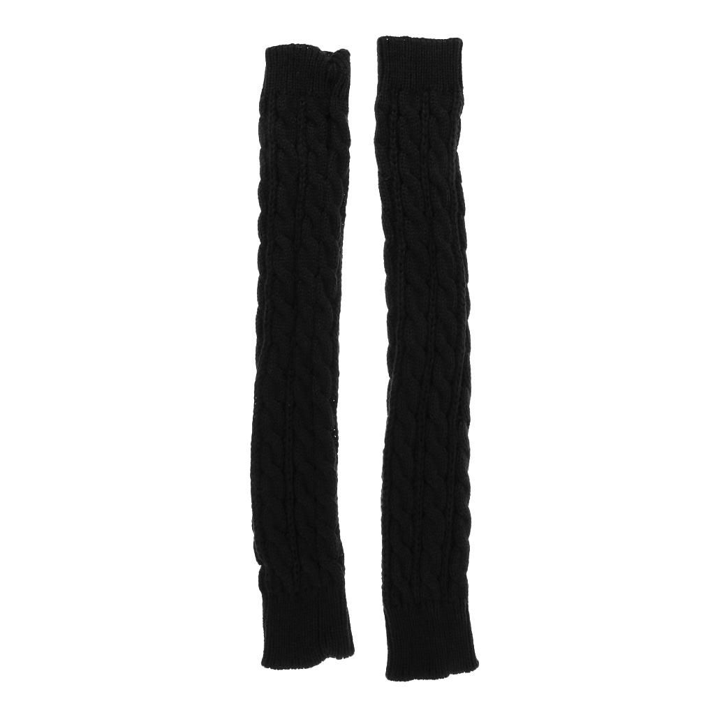 2x Women Winter Warm Knit Long Arm Warmers Fingerless