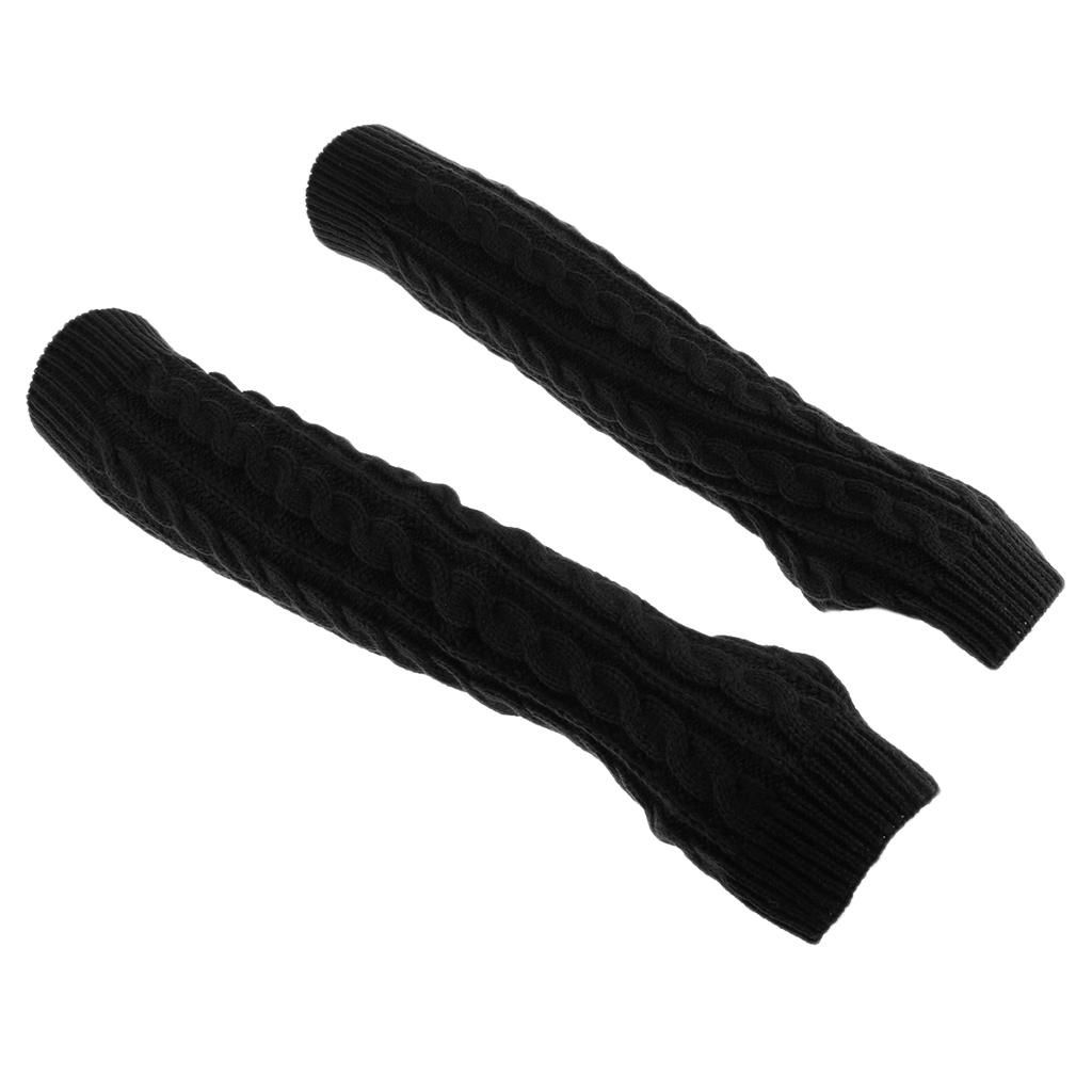 2x Women Winter Warm Knit Long Arm Warmers Fingerless
