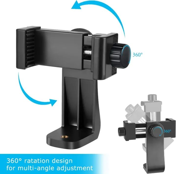 Universal Cell Phone Stand Vertical Bracket Smartphone Clip Holder 360 Adapter Tripod Mount For IPhone Selfie Stick Camera Stand Black