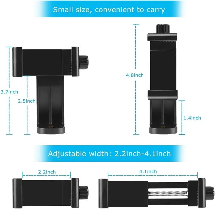 Universal Cell Phone Stand Vertical Bracket Smartphone Clip Holder 360 Adapter Tripod Mount For IPhone Selfie Stick Camera Stand Black