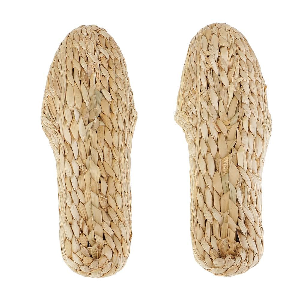 1 Pair Of Handmade Straw Rattan Knitted Slippers Sandals Radom Size 39
