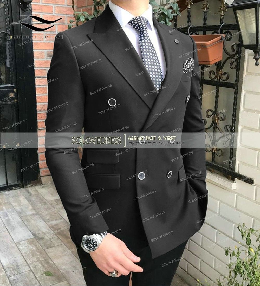 Only 1 Pcs Jacket !!  Navy Men's Double Breasted B Regular Fit Notch-Royal Blue