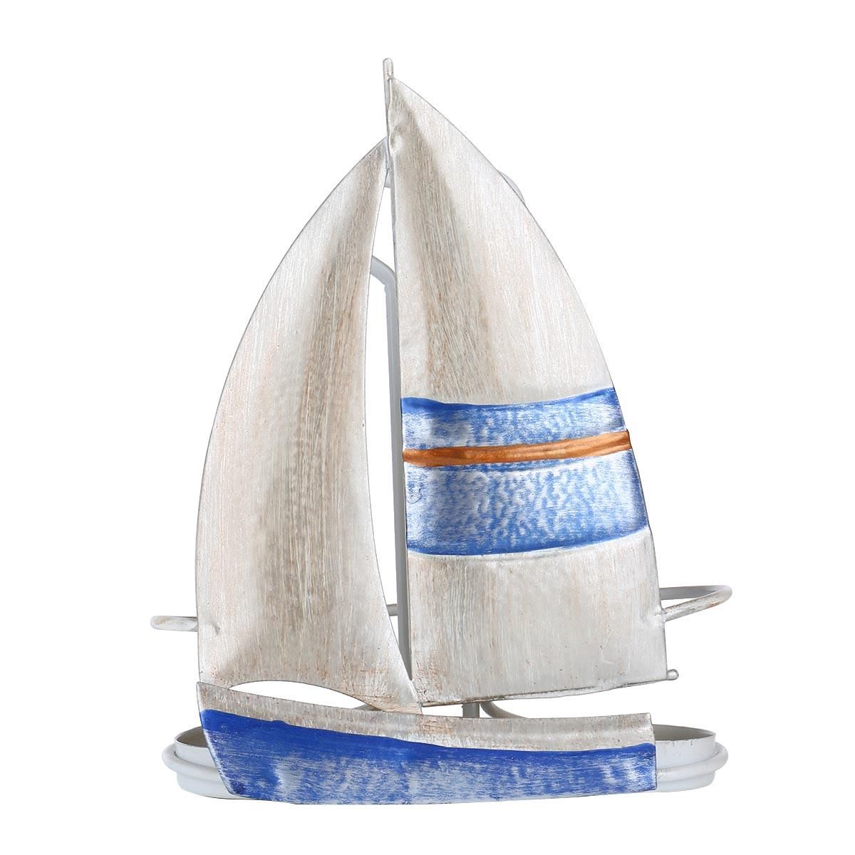 Tooarts Sailing Boat Condiment Rack Sauce and Pepper Bottle Storage Iron Holder Handy Table Organizer Kitchen Decoration Contains Two Glass Bottles