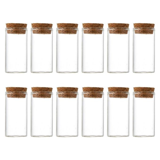 12pcs Mini Small Tiny Clear Cork Stopper Glass Bottles Vials Jars 25ml
