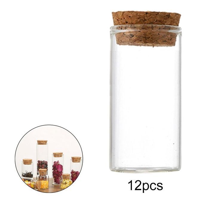 12pcs Mini Small Tiny Clear Cork Stopper Glass Bottles Vials Jars 25ml
