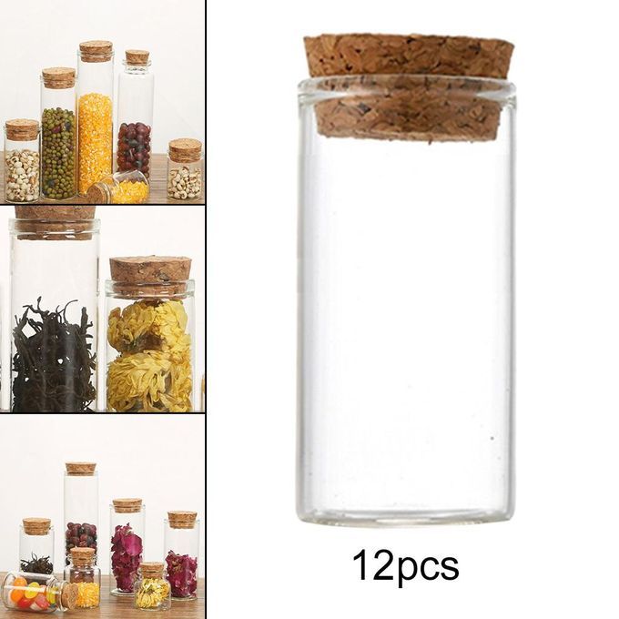 12pcs Mini Small Tiny Clear Cork Stopper Glass Bottles Vials Jars 25ml